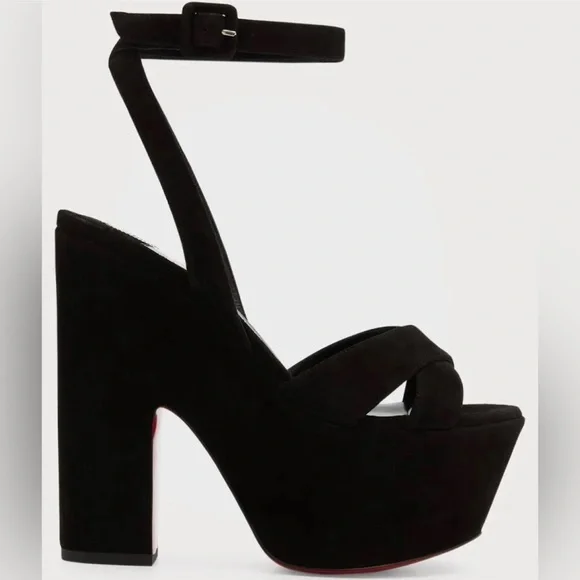 Christian Louboutin SUPERYAZ 160 Suede Platform Heels Sandals Shoes - Picture 3 of 12